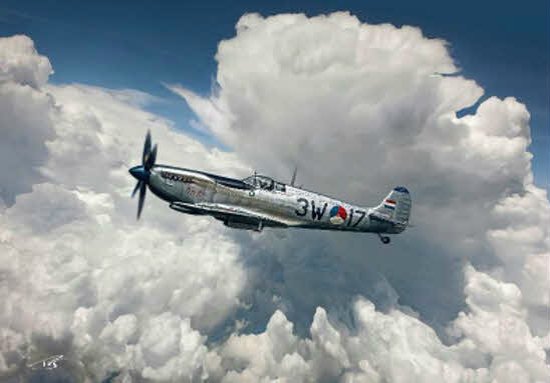 Spitfire MK IX in Volle Vlucht Canvas Print